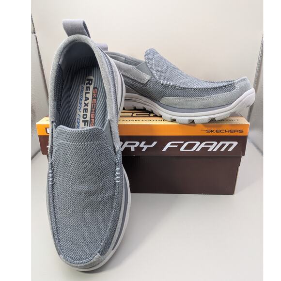 Skechers Superior Milford‎ Slip On Memory Foam Charcoal Gray Mens Size 8 - NIB - Picture 1 of 7